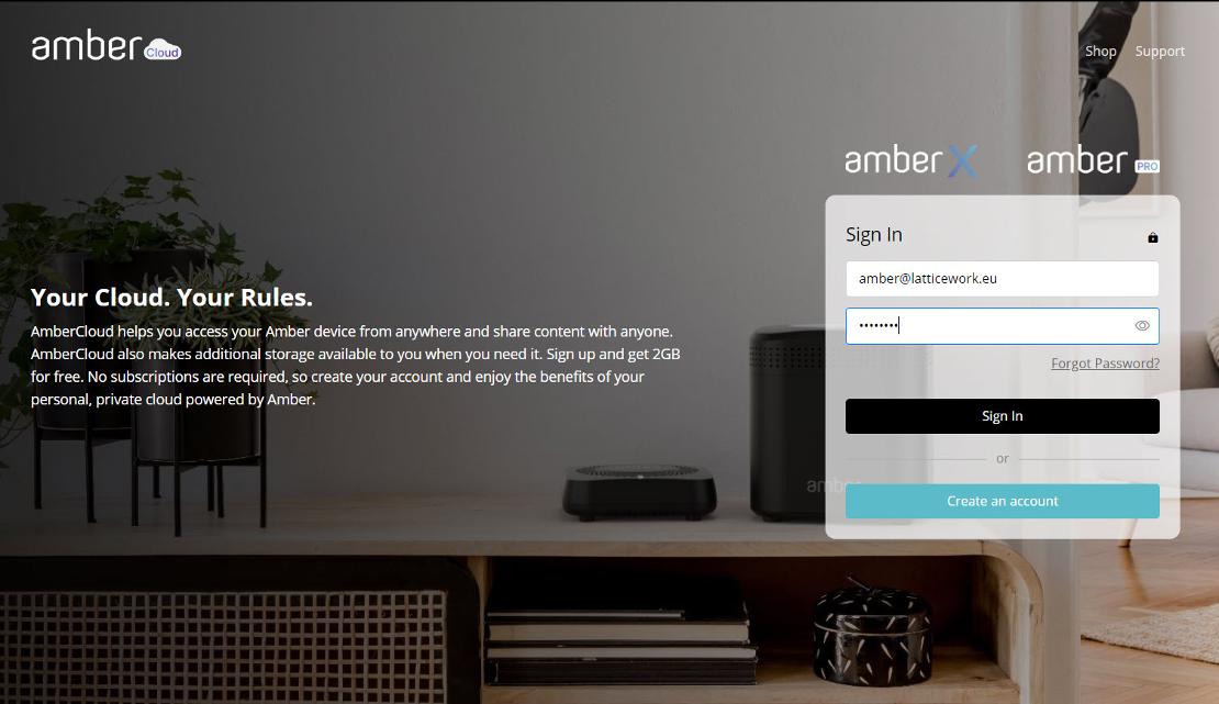 Login in to the Amber account 